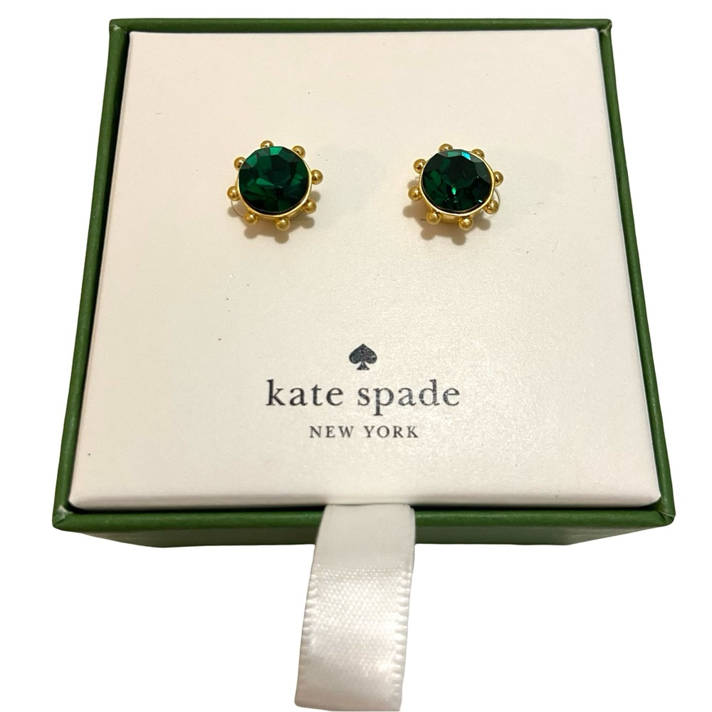 Kate spade emerald green flying colors bezel stud earrings